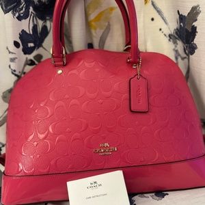 Coach Signature Debossed Patent Leather Sierra Pink Satchel F38120